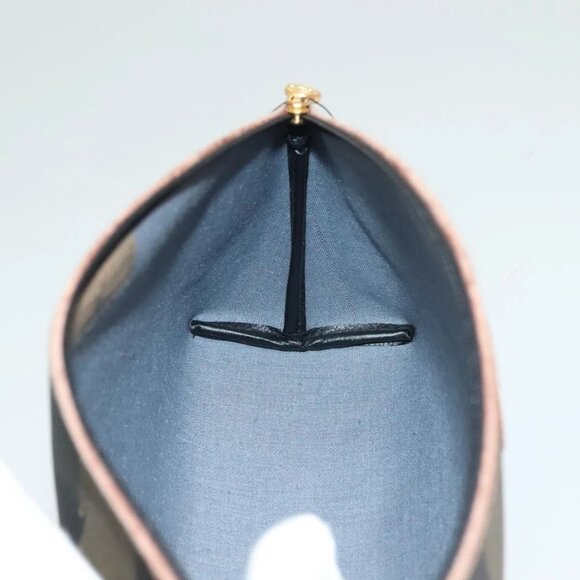 FENDI Pecan Canvas Pouch Black Brown gold Auth - Picture 13 of 15